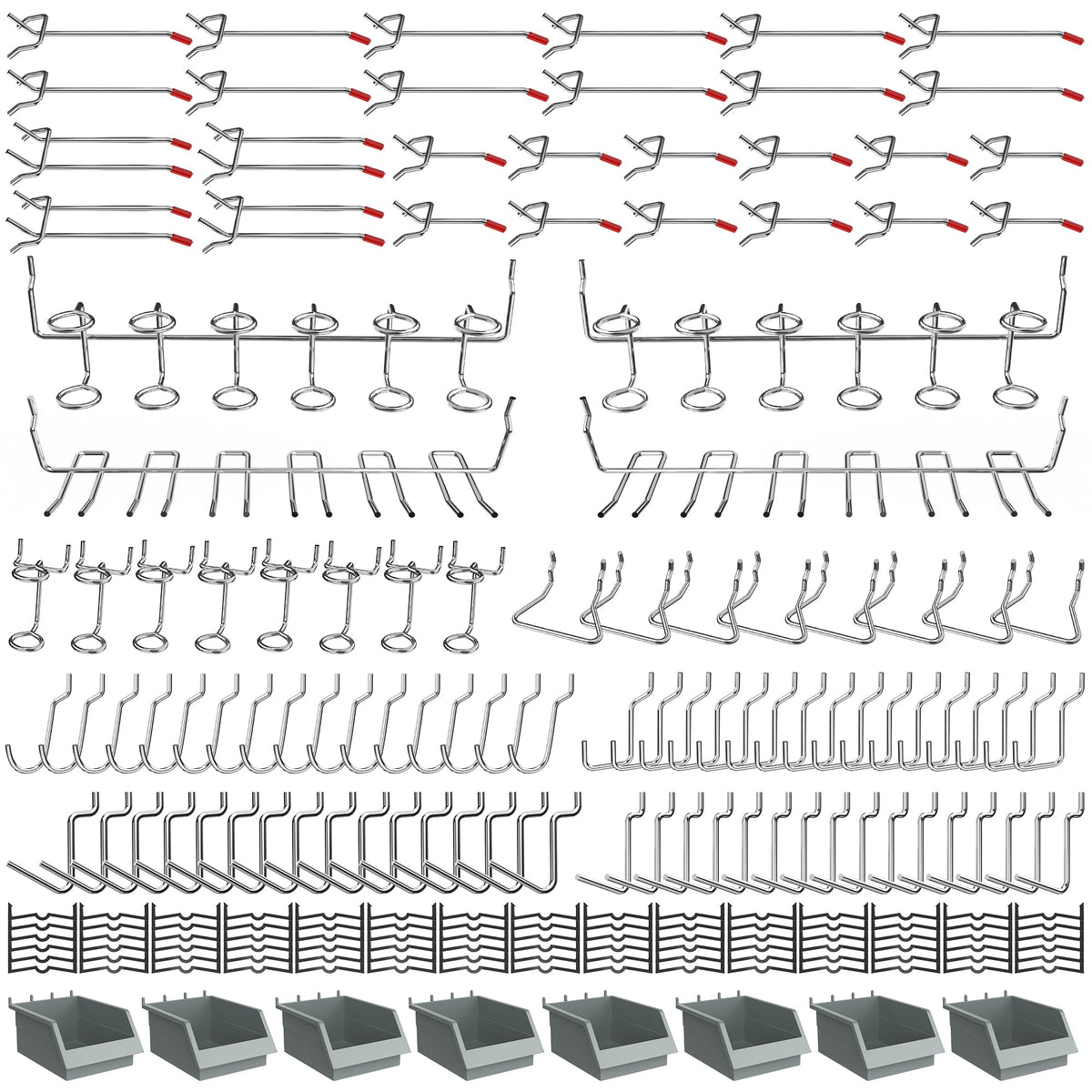 Pegboard Hooks Set, Peg Board Organizer Accessories with Bins - Image 1