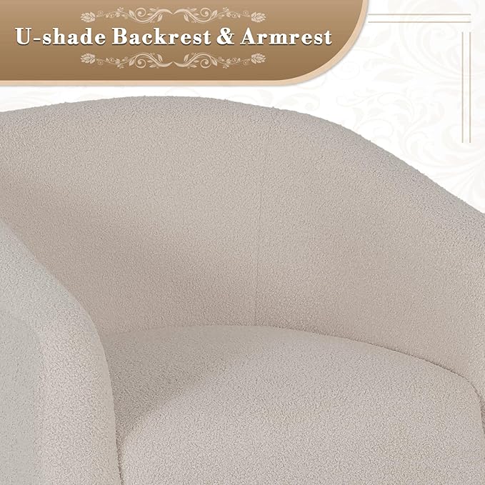 Athena Collection Modern Barrel Accent Chair, Furry Cozy Reading Arm Chair for Adults, Soft Comfy Upholstered Sofa Armchair for Corner, Living Room, Bedroom, Reception Room, Grey