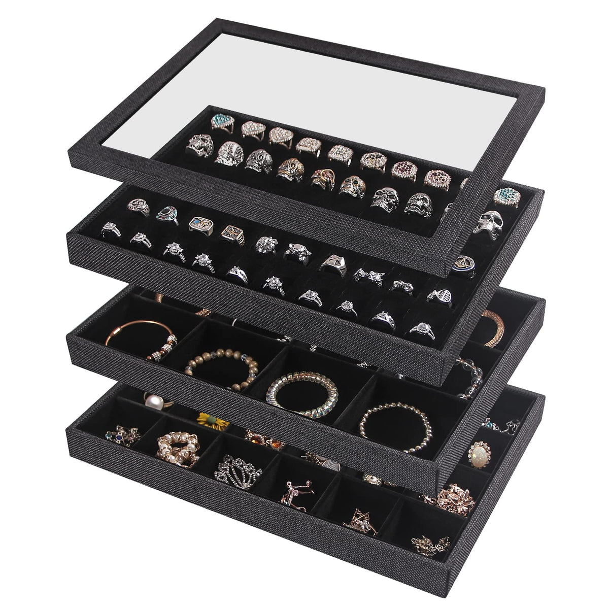 Julysky 4 Pcs/set Stackable Jewelry Organizer Trays | Jewelry Organiza - Image 1