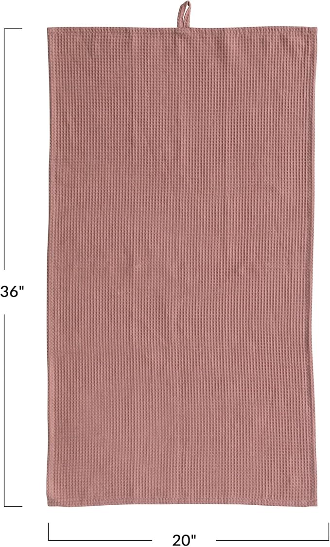 Creative Co-Op Oversized Woven Linen and Cotton Waffle Decorative Loop for Dining and Kitchen, Putty Color Tea Towel, Blush
