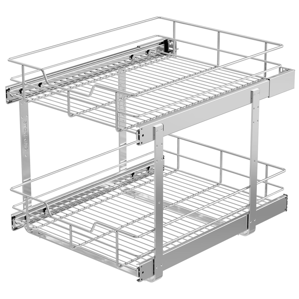 2 Tier Pull Out Cabinet Organizer 18" W X 22" D, Chromed - Image 1