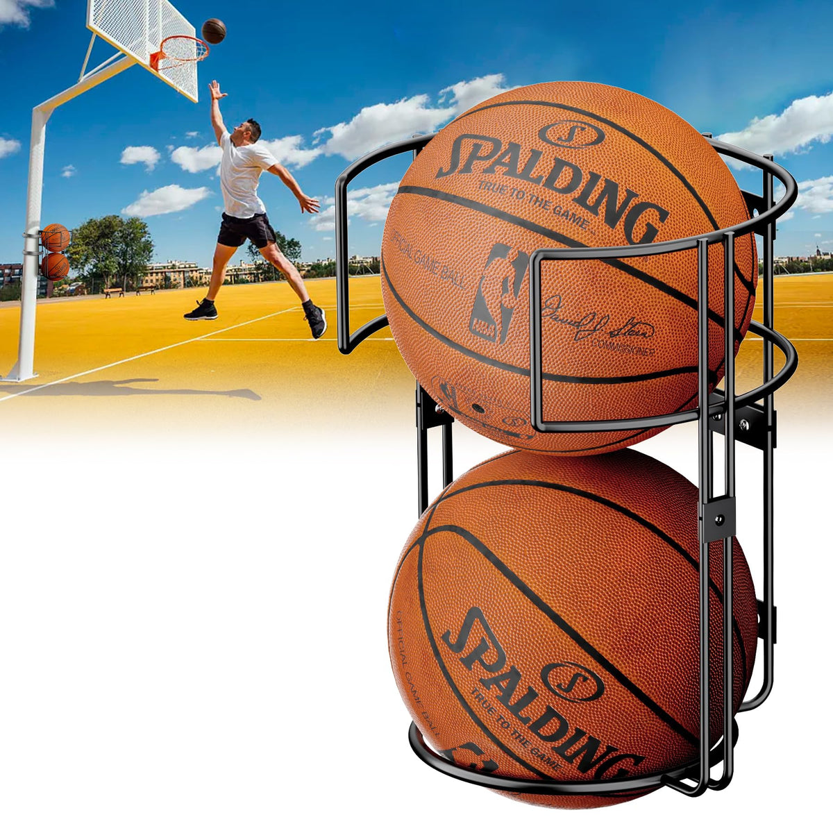 Vertical Ball Rack, Durable Standing Holder Wall Mount for Garage - Image 1