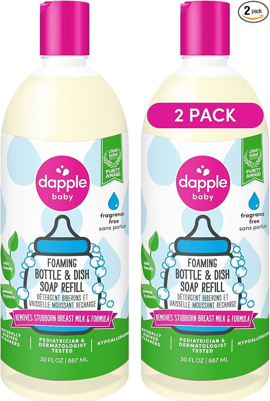 Dapple Baby Foaming Dish Soap, Refill, Unscented, 30oz (2 Units)