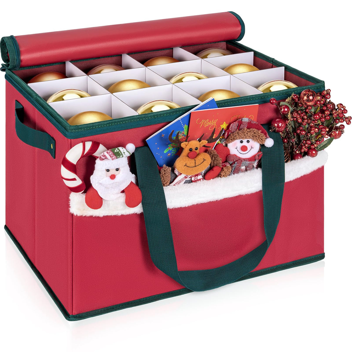 Christmas Ornament Storage Box with Adjustable Dividers - Image 1