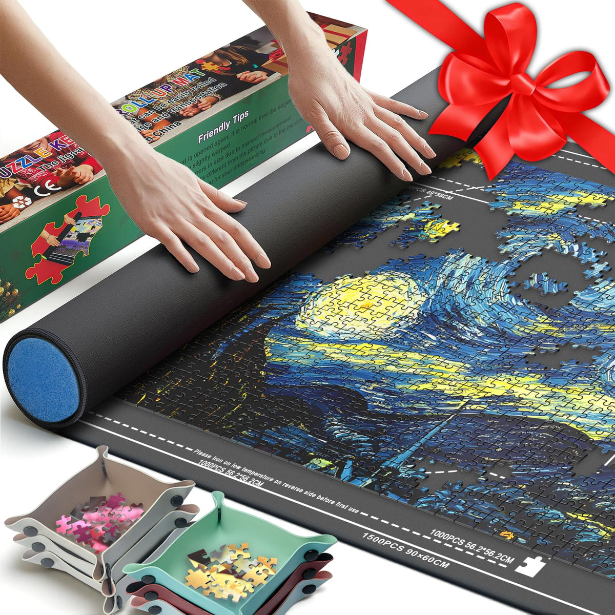 Jigsaw Puzzle Matt Rollup,1500pcs Puzzle Mat Rubber Saver - Image 1