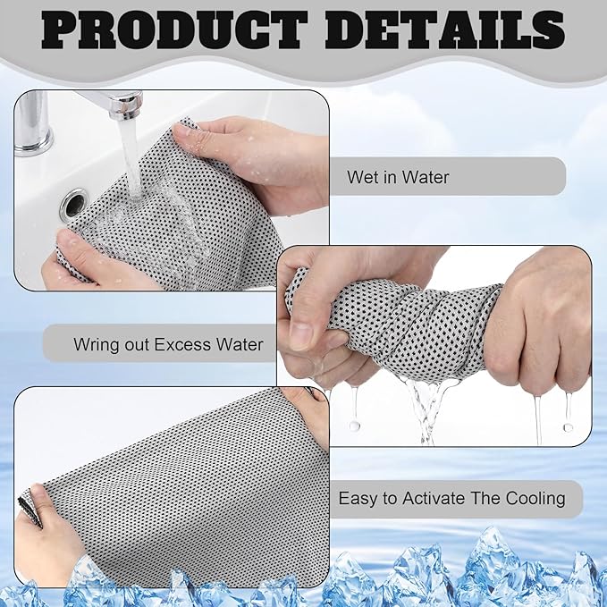 Honoson Cooling Towel Bulk - Neck & Face Cool Chilly Towels Microfiber Breathable Sport Sweat Rag for Gym, Yoga, Travel, Camping, Running, Outdoor