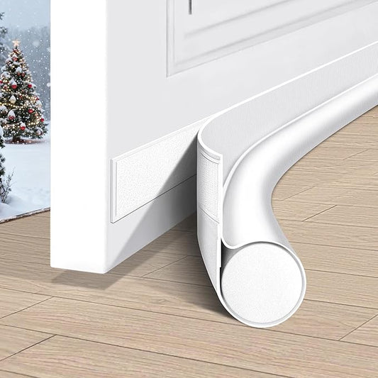 HomeProtect Door Draft Stopper Weather Stripping Door Seal Under Door Sweep Block Cold Air Gaps Front Soundproof Draft Blocker for Bottom of Door Suitable for Interior/Exterior,White