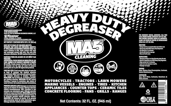 MA5x Heavy Duty Degreaser Cleaner | Indoor and Outdoor Formula | Commercial, Residential, Kitchen, Automotive and Equipment Degreaser and Cleaner | 32oz Spray Bottle | Pack of 1