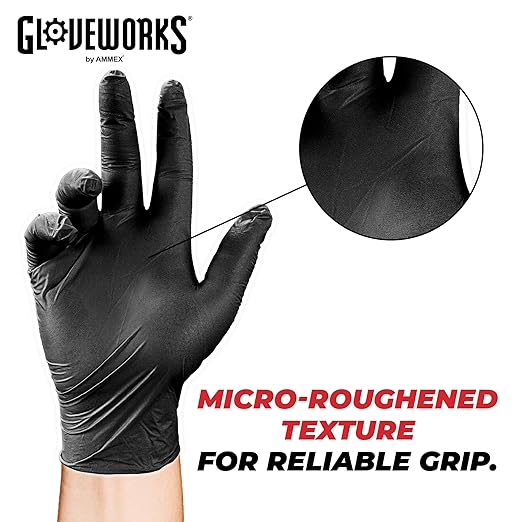 GLOVEWORKS XL Black Nitrile Gloves for Cooking, Food Prep, Disposable, 5 Mil, For Professional Cleaning, 2 Cases of 1000