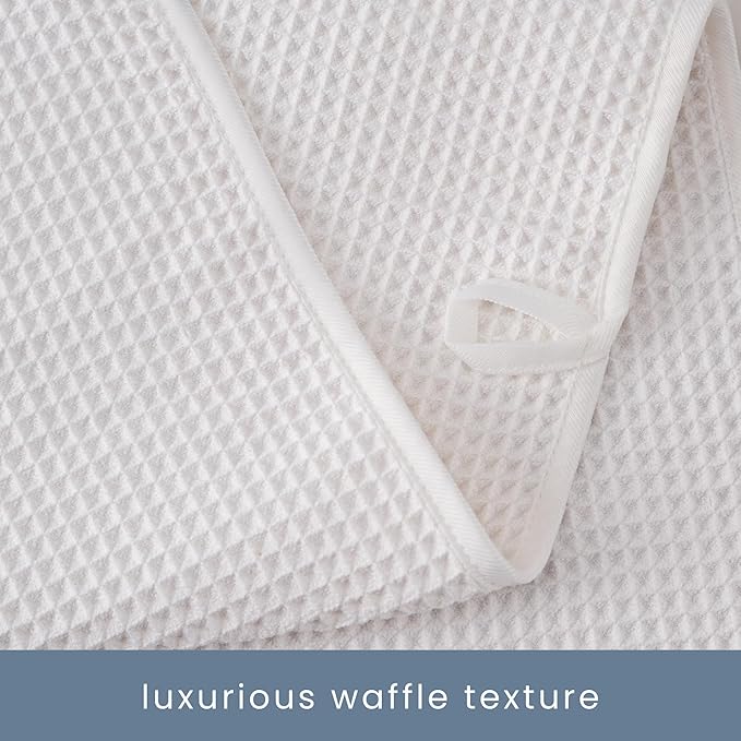 S&T INC. Aura Towel Set, 6 Piece Set, Premium Waffle Weave, Bath Towels, Wash Cloths and Hand Towels for Bathroom, Kitchen, and Home, Absorbent and Fast Drying Microfiber, 420gsm, 6 Pack, White