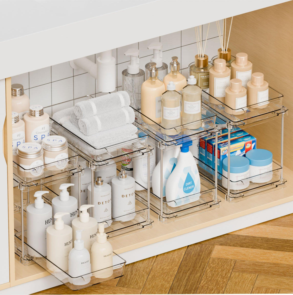 Yieach 4 Pack Under Sink Organizers and Storage,Clea | Under Sink Stor - Image 1