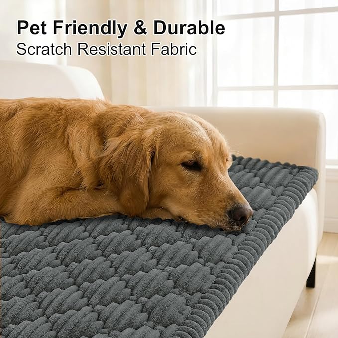 Smiry Pet Couch Cover for Dogs Washable, Non-Slip Fuzzy Couch Covers for 3 Cushion Sofa Pet Friendly, Soft Thick Furniture Protector Sofa Slipcover Mat for Dogs (Dark Grey, 27.6" x 82.7")