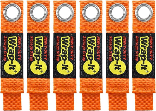 Heavy-Duty Wrap-It Storage Straps - 7-inch (6-Pack) Blaze Orange - Garage Organizer and Appliance Cord Holder for Home Storage Essentials