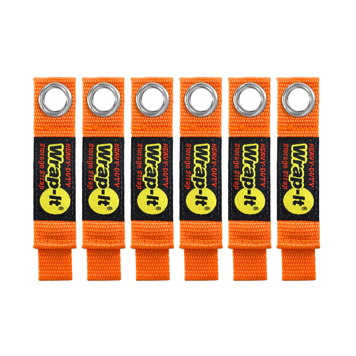 Heavy-Duty Wrap-It Storage Straps - 7-inch (6-Pack) Blaze Orange - Image 1