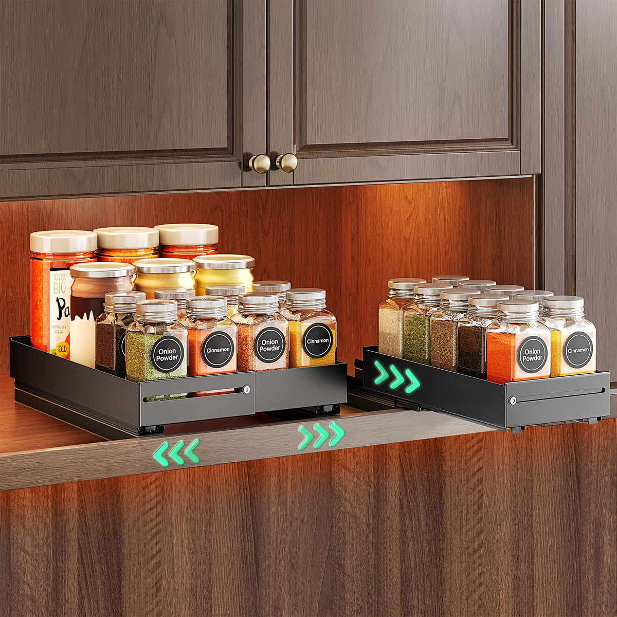 SNTD Pull Out Spice Rack Organizer for Inside Cabinets - Image 1