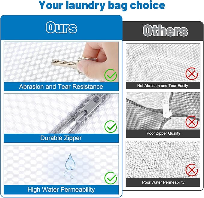 6-Pack Durable Honeycomb Mesh Laundry Bags for Delicates - 12x16 Inches Lingerie Bags for Washing Delicates with Sturdy Zippers, Protect Clothes in Washing Machine for Home, College & Dorm (Medium)