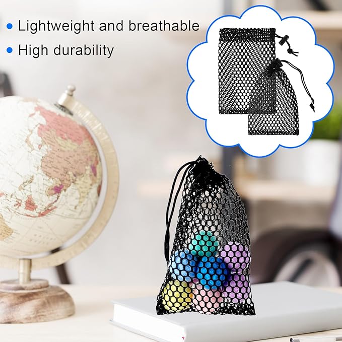 10 Pack Small Mesh Bags, 5.9 x 3.7 Inch Black Mesh Drawstring Bag Mini Nylon Net Bags with Drawstrings Small Travel Stuff Bags for Mini Stuff