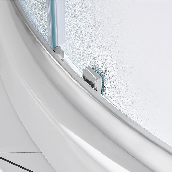 OVE Decors Breeze 36 in. Corner Shower Frosted Sliding Door with Base in Satin Nickel Finish