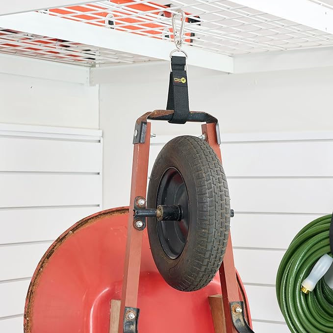 Hook 'n Hang Wrap-It Storage Straps - 24" Blaze Orange - Carabiner Straps for Cord or Garden Hose Storage (2-Pack)