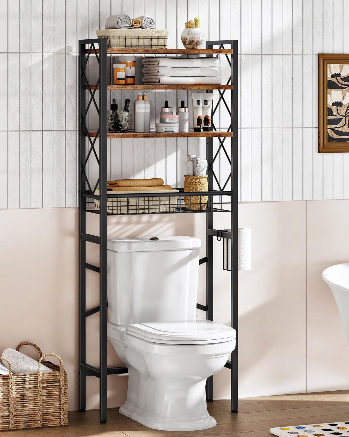 Over The Toilet Storage Rack, 4-Tier Bathroom Organizer Shelf - Image 1