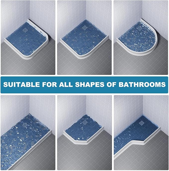 3.8" High Shower Dam 39" Collapsible Shower Water Stopper, Shower Threshold Water Splash Guard, Guard for Walk in Shower, Water Guard Stopper for Floor, Shower Door Water Blocker