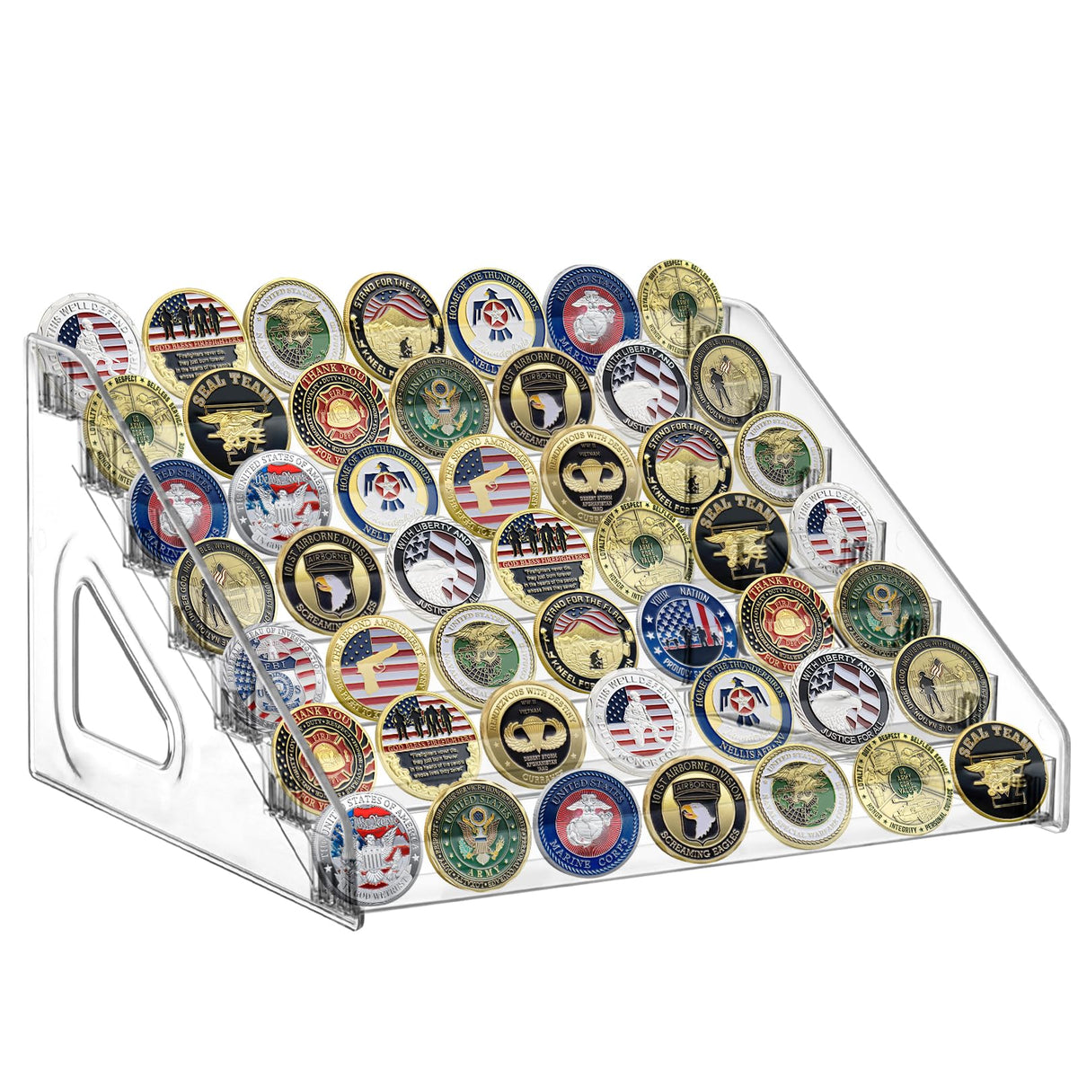 Military Challenge Coin Holder Display Stand 7 Layer - Image 1