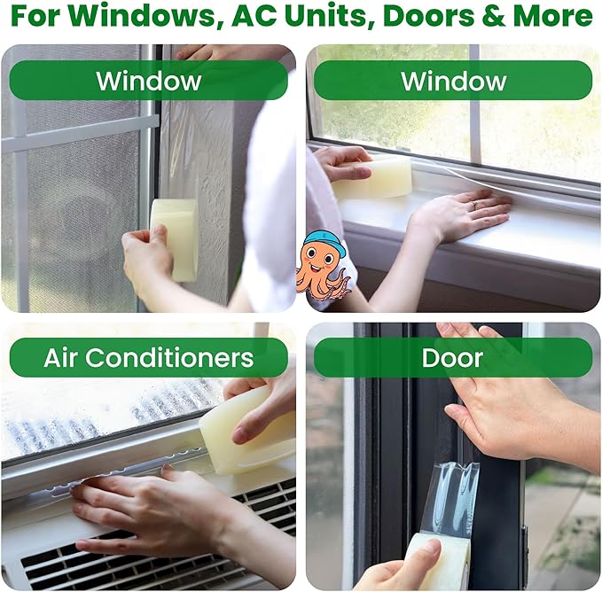 ECOHomes Window Weather Sealing Tape | Winter Weather Stripping Tape to Block Cold Drafts Through Window Gaps and AC Units, Insulation Seal and Draft Blocker for Home (3 Inch by 90 FT, Clear)