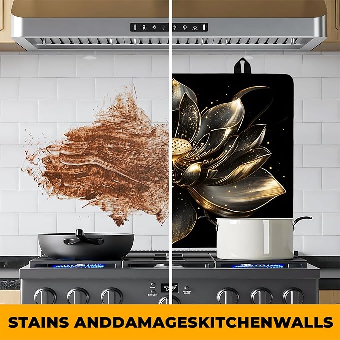 Stove Top Cover Flower Gas Stove Top Cover for Home Decoration Kitchen Pad Non-Stick Washable Cooktop Covers Countertop Protector Keep Stove Clean (Lotus, 28L"x20W")