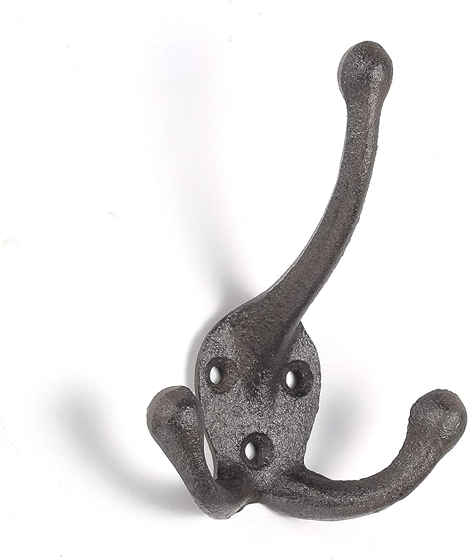 Ambipolar 5-Pack TriLeg Coat Hooks. Wall Mounted, Heavy Duty Decorative Black Wall Hooks for Mudroom, Hat Rack, Purse Hooks. Cast Iron Decorative ‎Antique Black Hooks