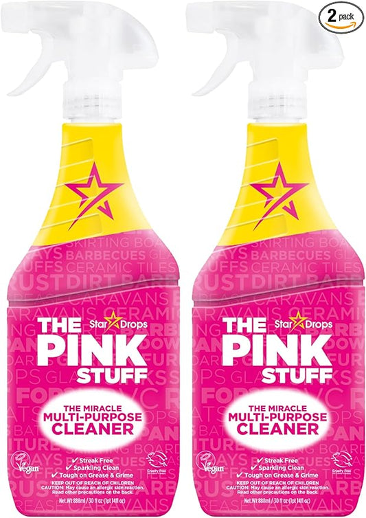 The Pink Stuff Miracle Multi-Purpose Cleaner Spray,30 fl oz – Now 20% More! Powerful All-Purpose Cleaning Solution for Kitchens,Bathrooms,Floors&More – Cuts Through Grease&Grime with Ease,(Pack of 2)