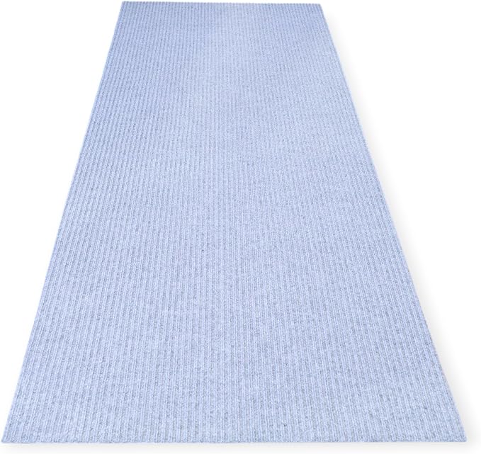 iCustomRug Ribbed Hallway Runner – 3'x12' Grey, Indoor/Outdoor, Non-Slip TPR Rubber Backing, Low-Profile All-Weather Carpet, Non-Shedding & Easy Care, Utility Rug Ideal for High Traffic Areas