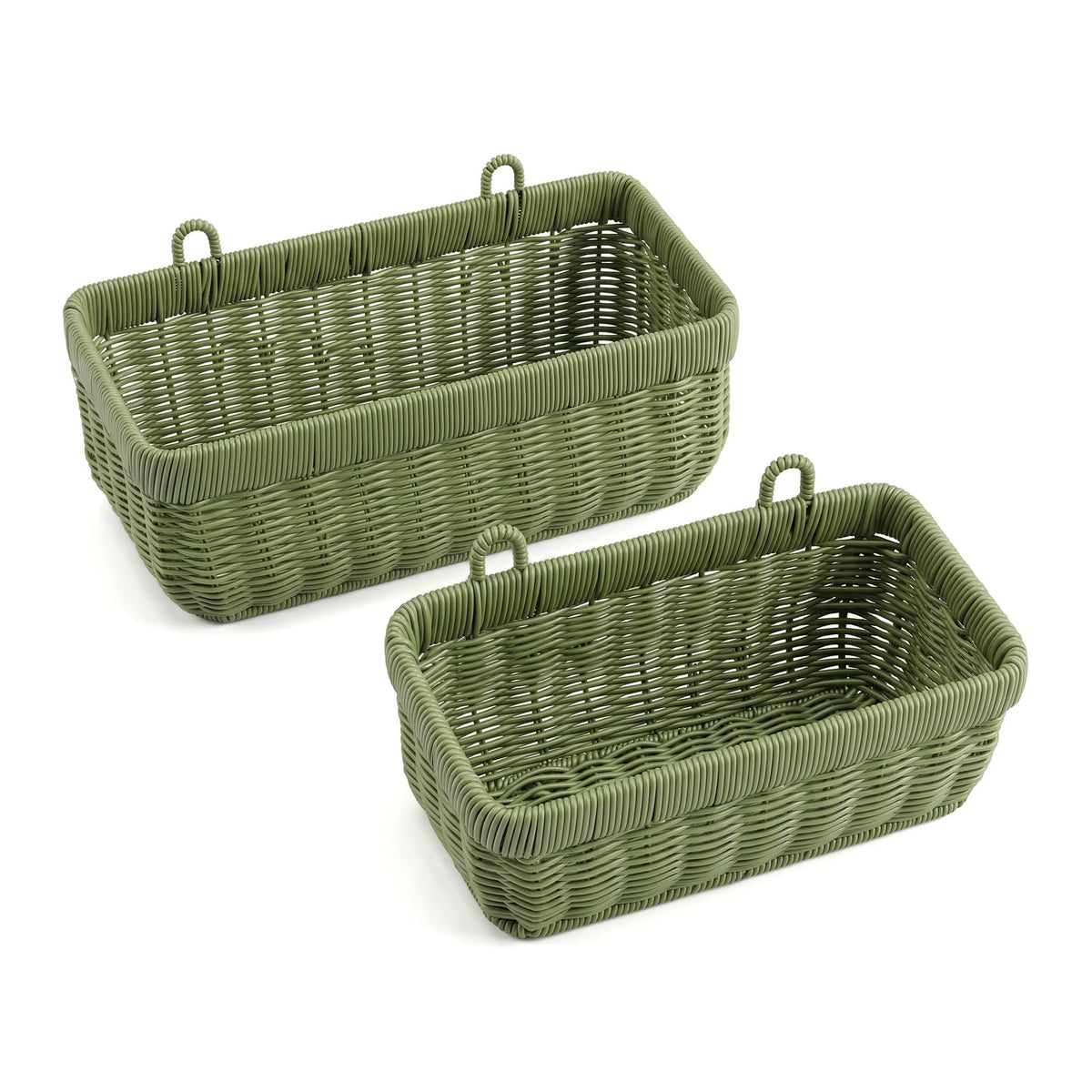 Wicker-Style Hanging Baskets, Wall Mounted Storage Organizer - Image 1