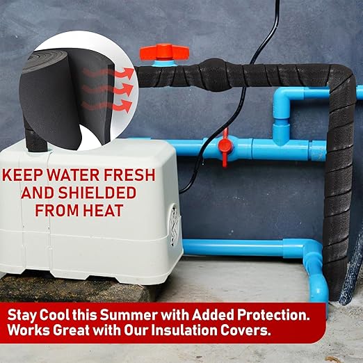 Redford Supply Co. 2 Pack - 2 inch x 14 ft, Pipe Insulation, Outdoor Pipe Insulation Wrap for Winter Freeze Protection, Water Line Freeze Protection Foam, Insulated Wrap for Copper Pipes, PVC, AC Line