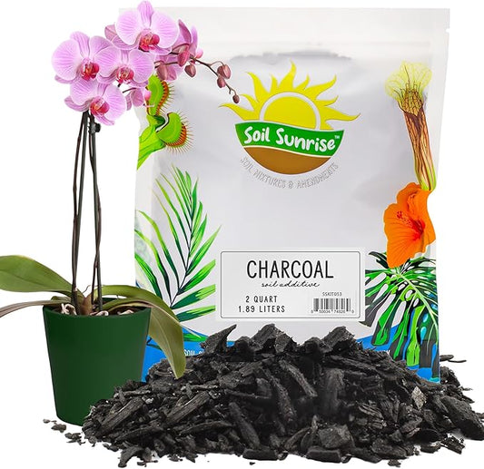 Soil Sunrise Horticultural Charcoal for Indoor Plants (2 Quarts) Hardwood Soil Additive for Orchids, Terrariums, and Gardening