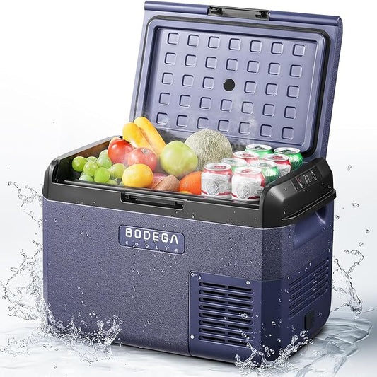 BODEGACOOLER 12 volt Car Refrigerator - 26QT(25L)Portable Freezer IPX4 Waterproof Car Fridge Ultra-Quiet Electric Cooler for Truck Van Camping Road Trips Travel 12/24V DC 110~240 Volt AC,-4℉~68℉