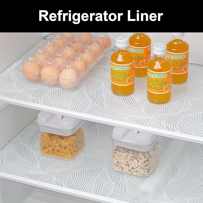 Cooyes Shelf Liners for Kitchen Cabinets, Refrigerator Liners Waterproof & Oil-Proof Kitchen Cupboard Liner Drawer Mats EVA Material Non Adhesive Fridge Liner for Shelves（23.6" W x 118" L）