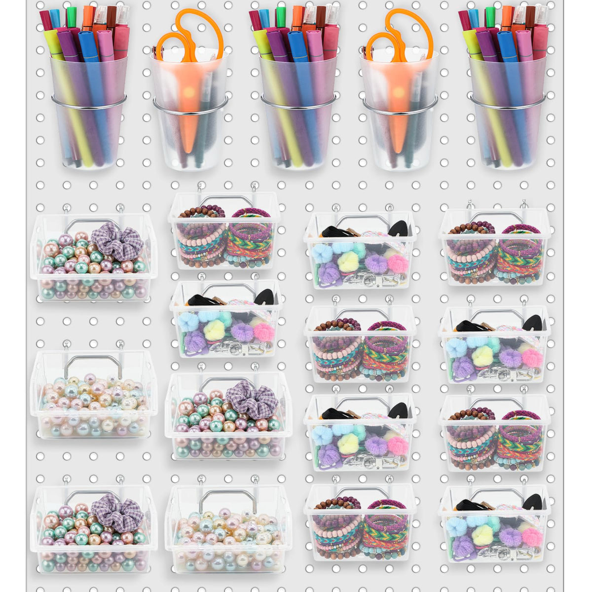 20 Pcs Pegboard Organizer Accessories Clear Peg Board Bins - Image 1