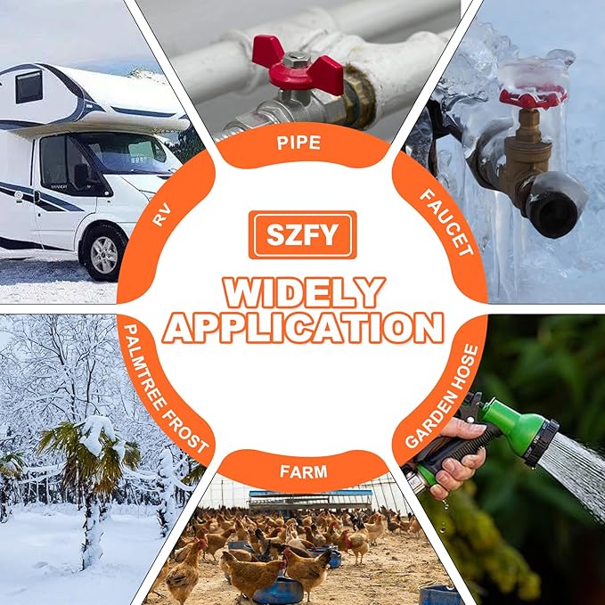 80FT Heat Tape for Water Pipes, -40°F Deicing Cable,Pipe Heating Cables for Roof,Gutter，Farm，Freeze Protetion Heat Trace Cable, Heated Water Hose,Plumbing Fixtures,120V 5W/FT