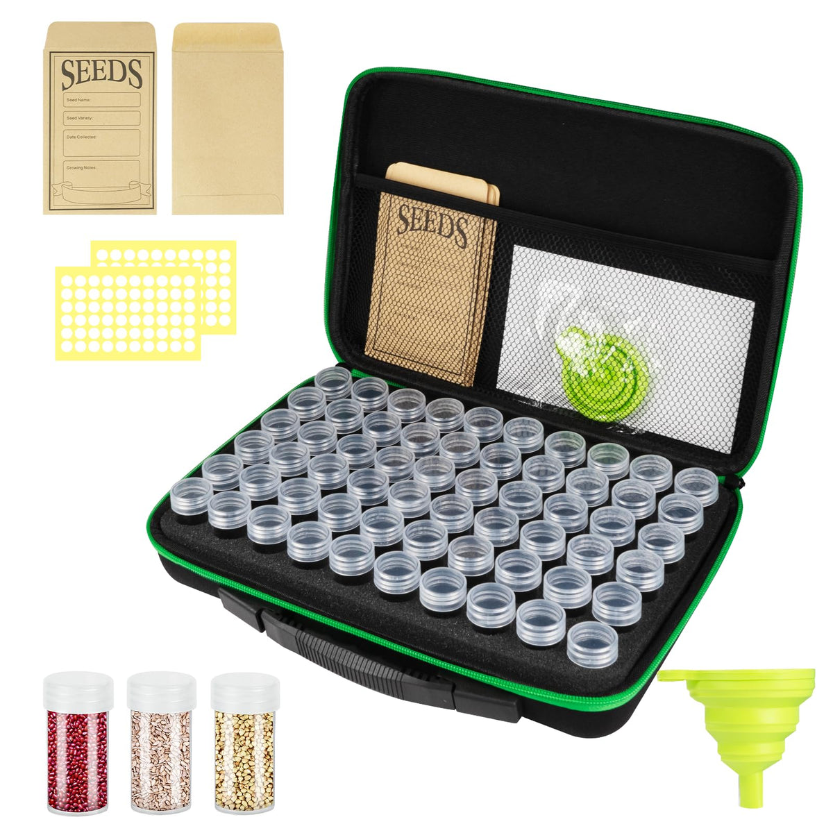 Seed Storage Organizer with 60 Bottles & Envelopes | Home Organization - Image 1