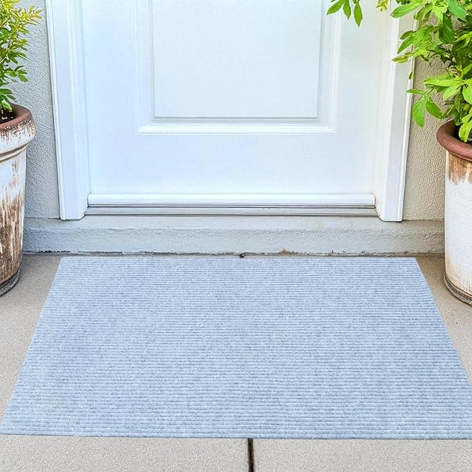 iCustomRug Ribbed Hallway Runner – 3'x10' Grey, Indoor/Outdoor, Non-Slip TPR Rubber Backing, Low-Profile All-Weather Carpet, Non-Shedding & Easy Care, Utility Rug Ideal for High Traffic Areas
