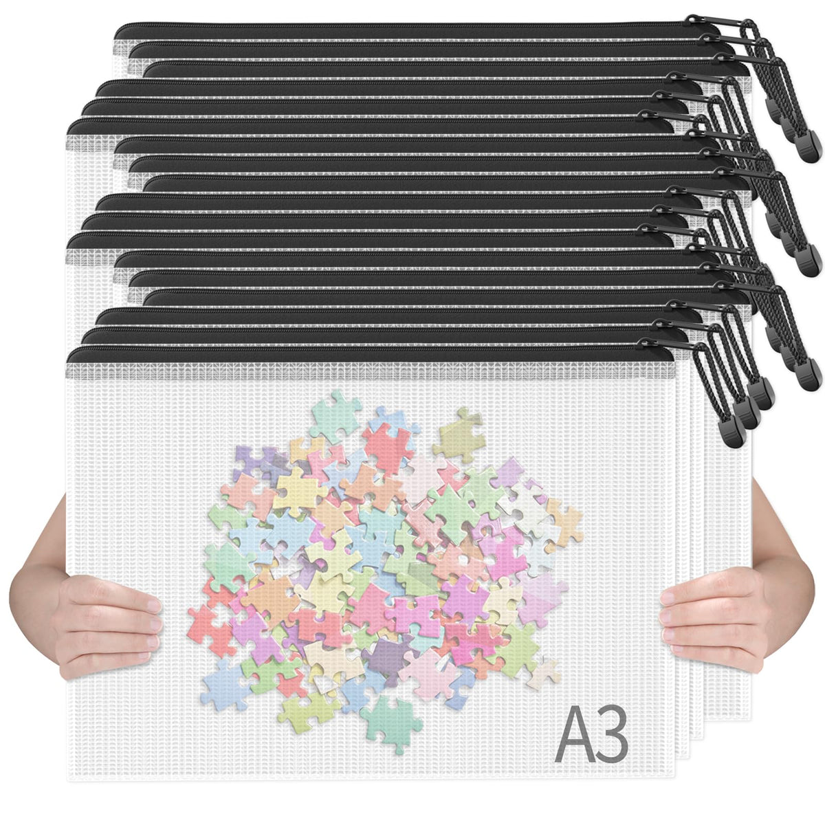 SUNEE 18pcs Plastic Mesh Zipper Pouch, A3 - Image 1