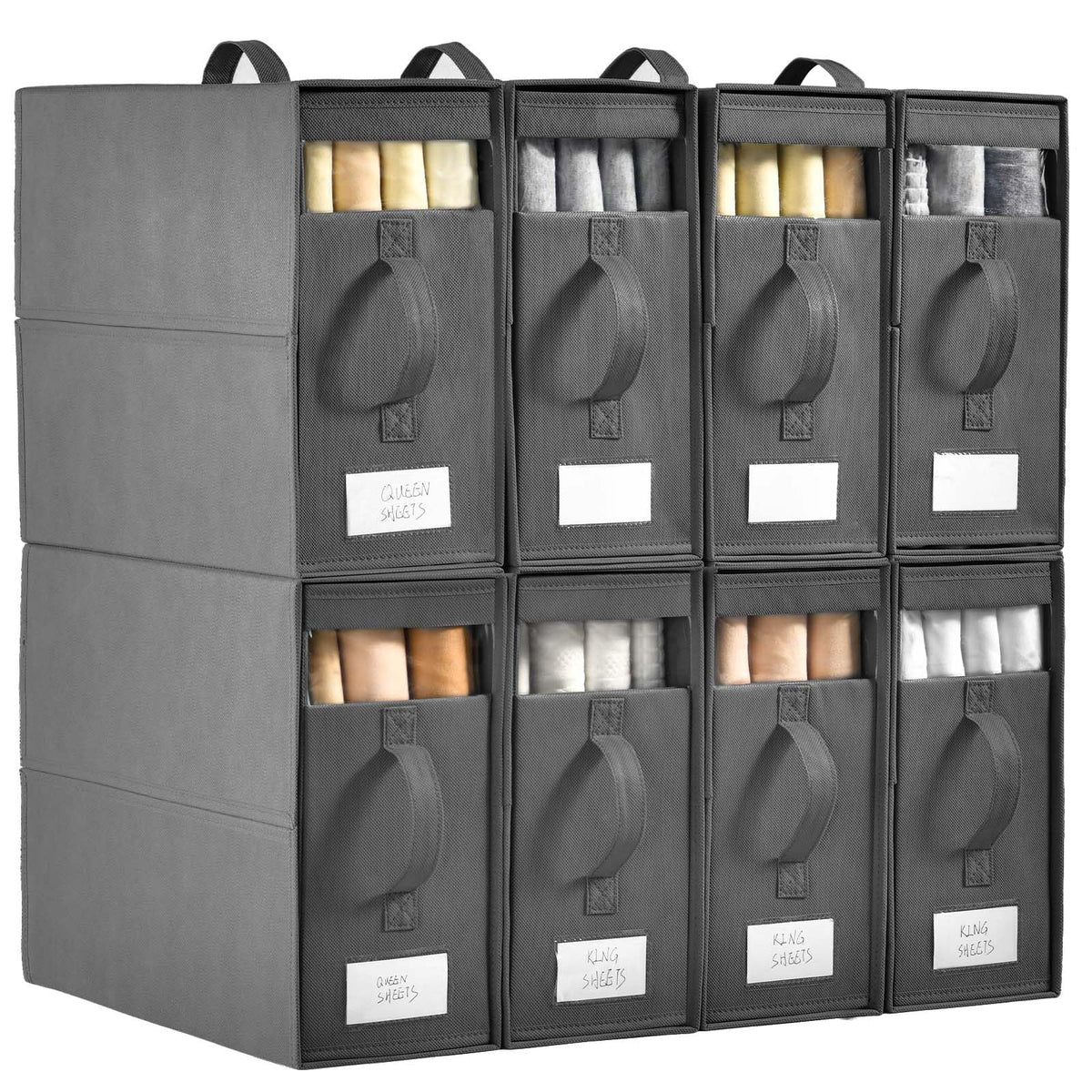 8 Pack Sheet Organizers and Storage, Bed Sheet Organizer - Image 1