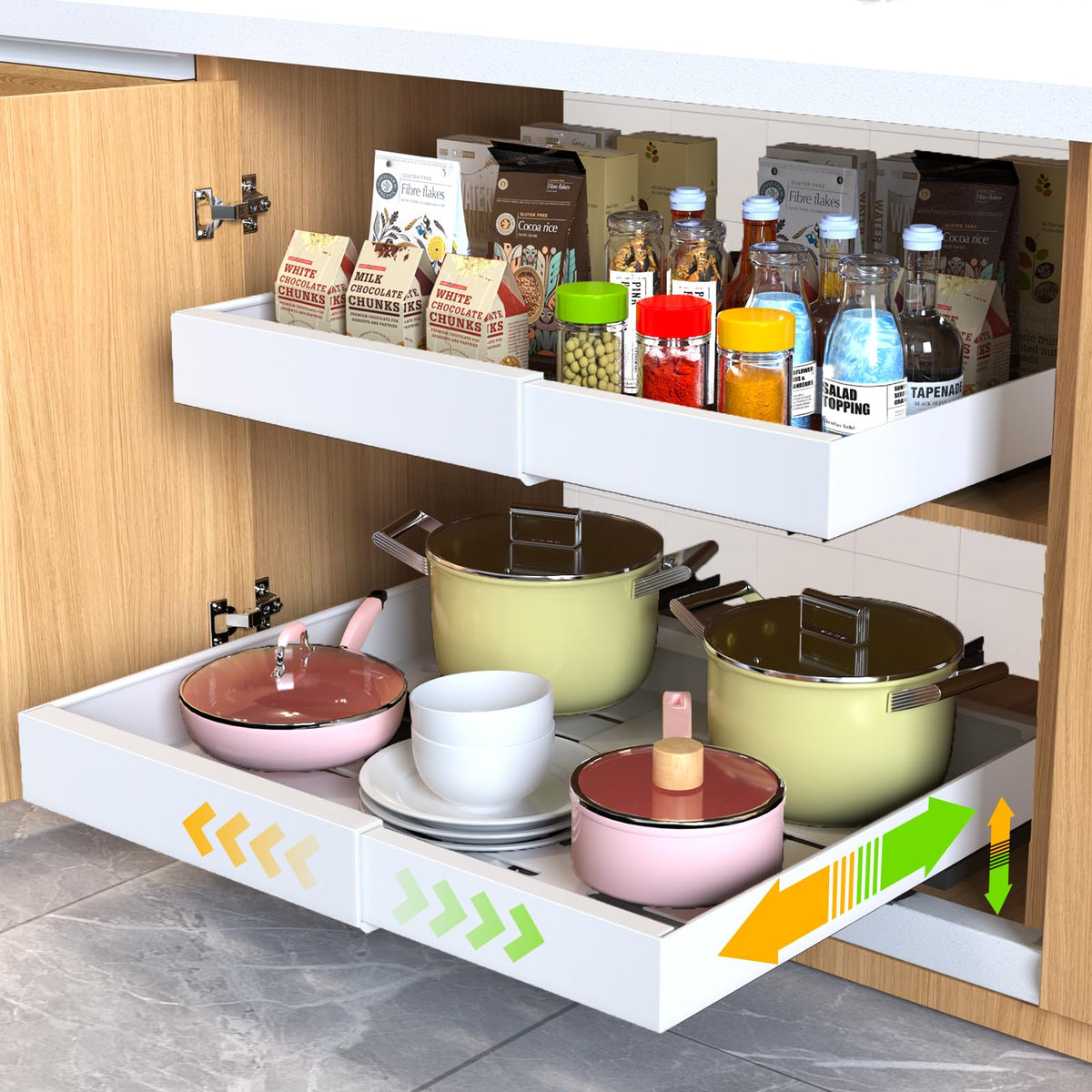 2 Pack Pull Out Cabinet Organizer 21" | Home Organization - Image 1