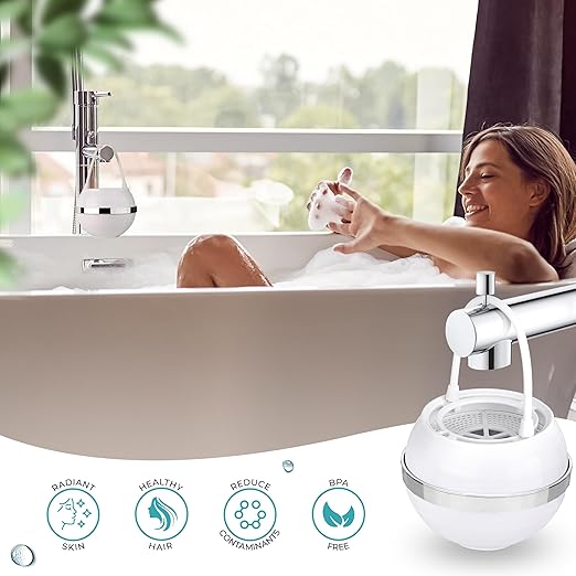 Bath Filter for Tub Faucet - 11 Stage Bathtub Water Filter with Vitamin C - Removes Chlorine & Contaminants - Bath Water Filter for Baby & Kids - Healthy Skin & Hair (White)