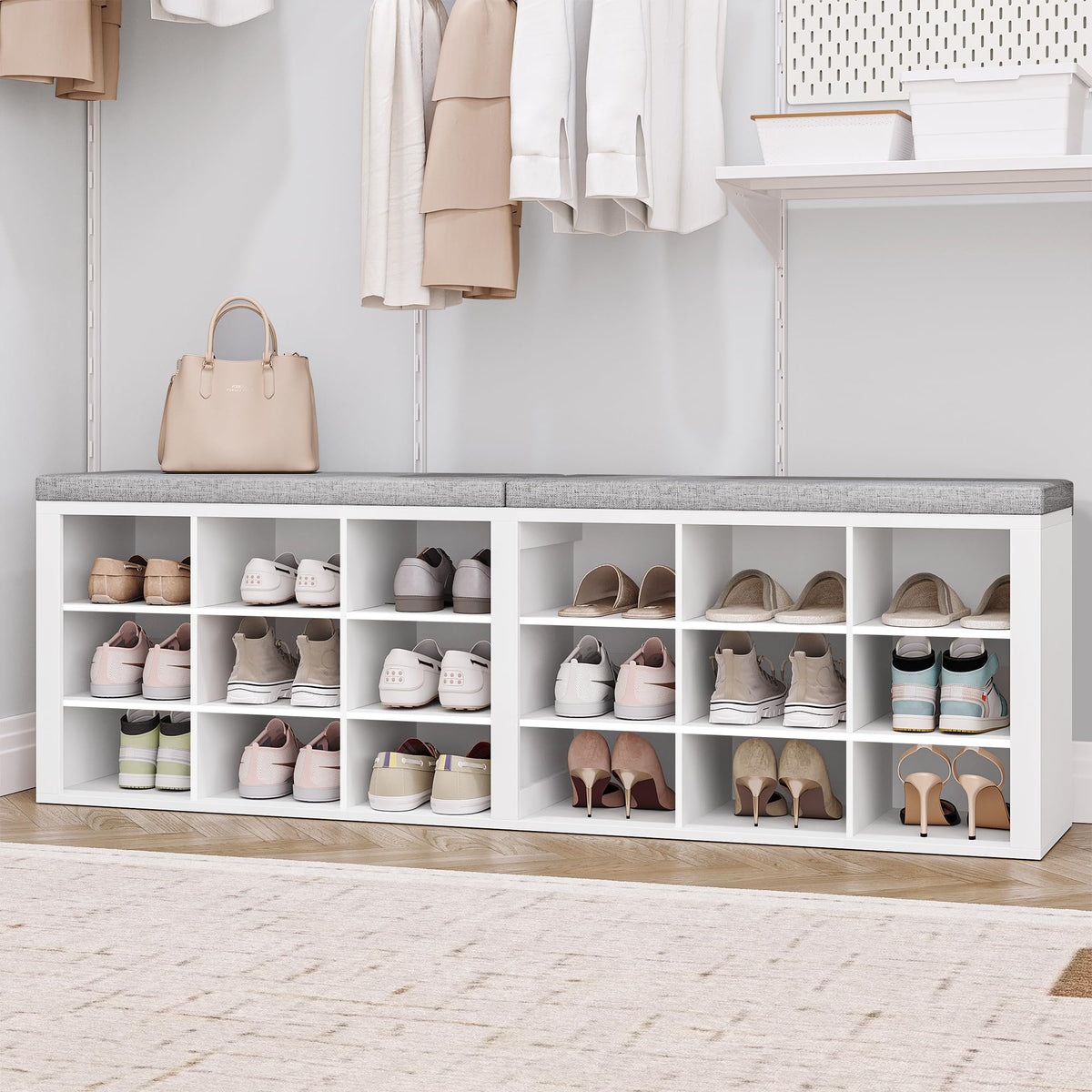 Hzuaneri Shoe Storage Bench with Cushion, Storage Bench - Image 1