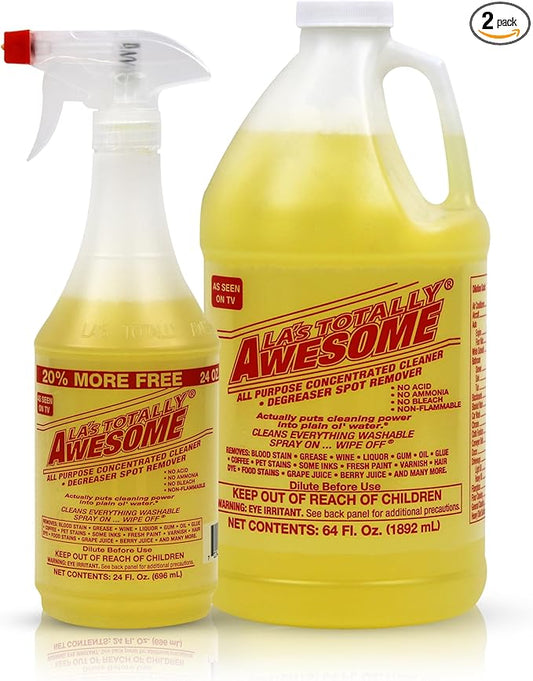 La's Totally Awesome All Purpose Cleaner Combo – 24 oz Spray + 64 oz Refill – Heavy Duty Degreaser & Multipurpose Cleaner for Home, Kitchen, Bathroom, Floors & More