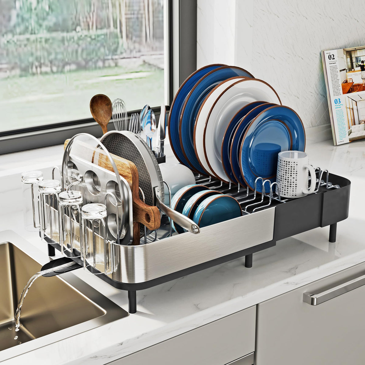 SUNLY Expandable Dish Drying Rack, Versatile Brackets for Pots & - Image 1