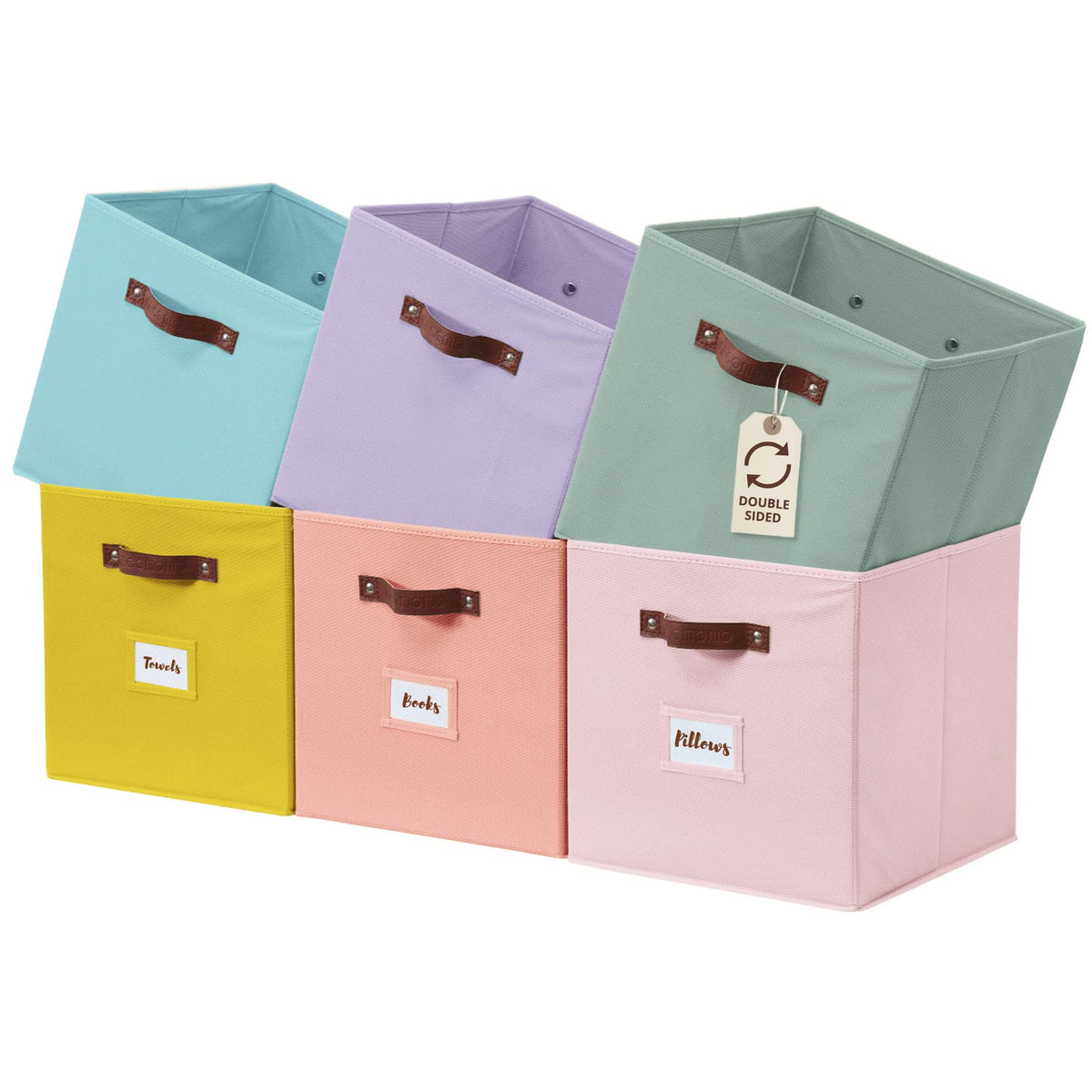 DECOMOMO Storage Bins, Cube Storage Bin with Labels - Image 1