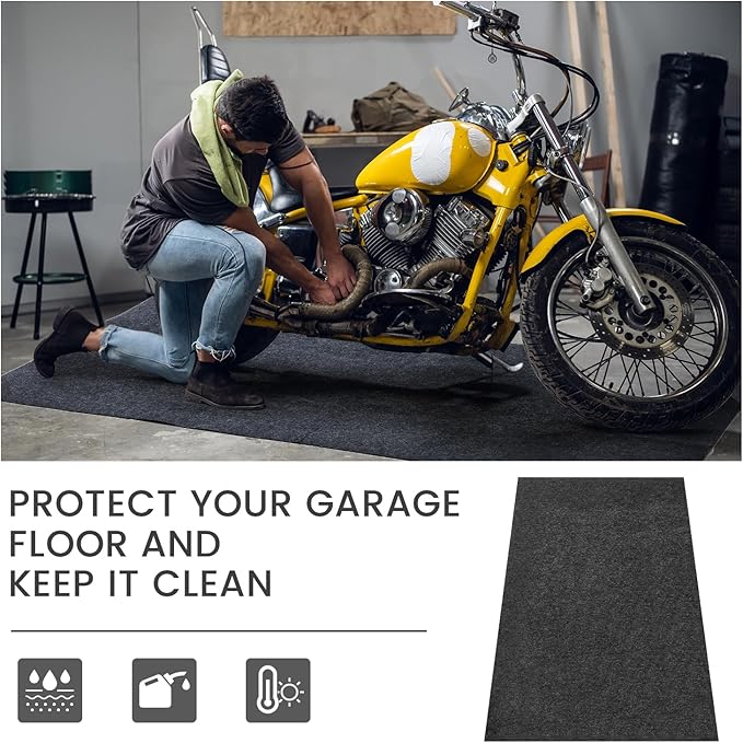 1 Pcs 36 x 60 Inch Oil Spill Mat for Driveway Garage Under Car Leaks Absorbent Oil Pad, Black Rubber Mat Garage Floor Protecting with Waterproof Backing, Reusable, Washable, Non Slip