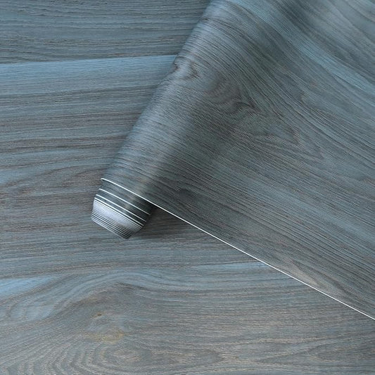 BOMENG Blue Wood Wallpaper Stick and Peel Peacock Wood Grain Contact Paper for Cabinets Wood Look Wallpaper with Air Guide Slot Design 16x197inch Wood Vinyl Wrap Waterproof Countertop Contact Paper